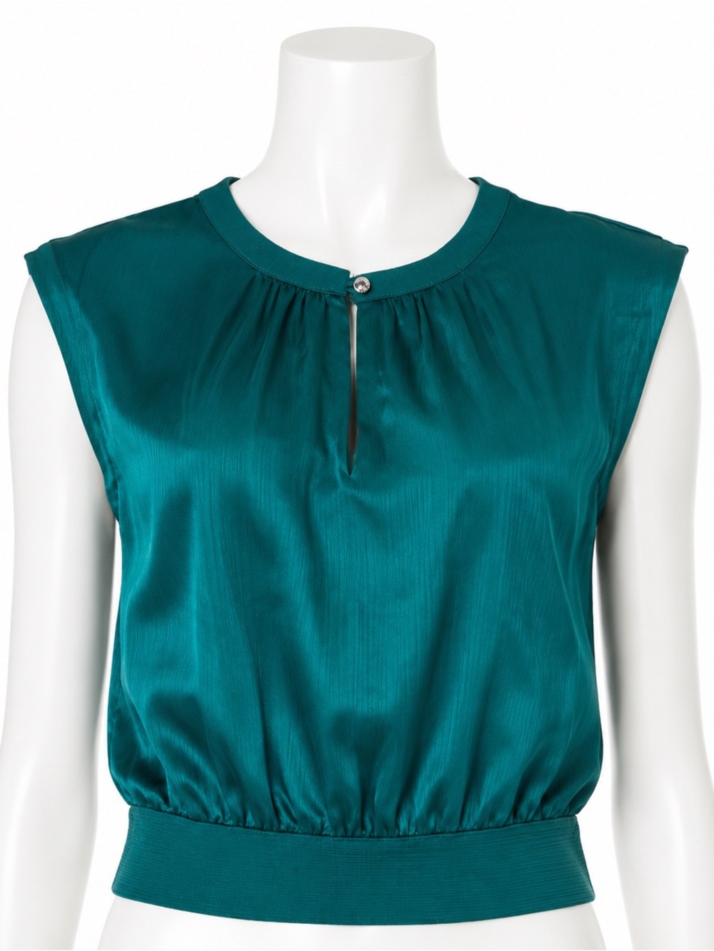Maison d’ Amelie Teal Satin Sleeveless Blouse Top Size Small Women’s